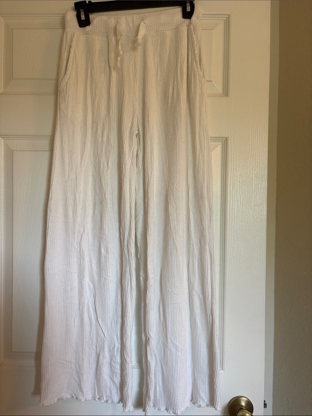 Ocean Drive White Wide-Leg Drawstring Lounge Pants
